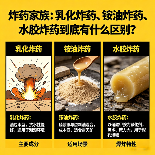 新干炸药家族：乳化炸药、铵油炸药、水胶炸药到底有什么区别？